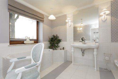 master bathroom in an all white colour scheme