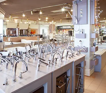 TAPS showroom display of faucets
