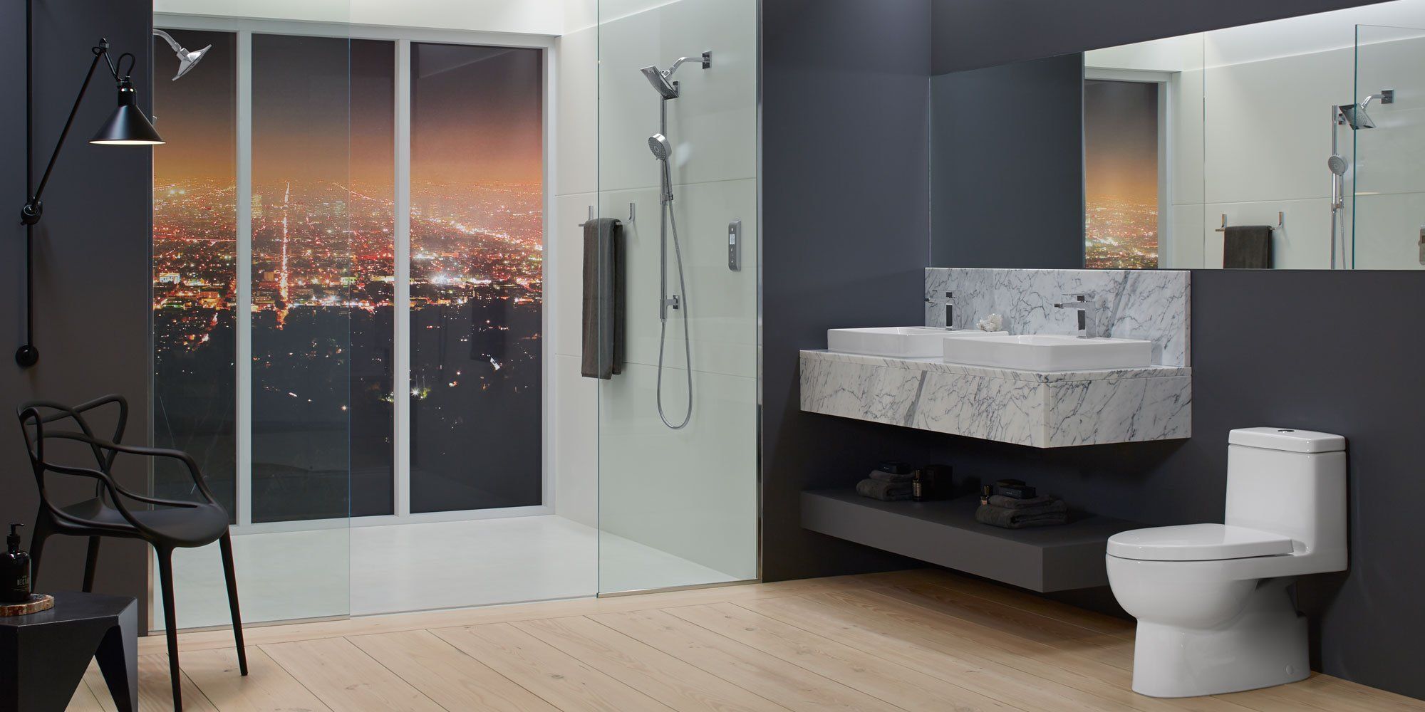 Kohler modern bathroom design with walk in shower