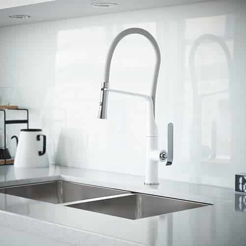 Frederick York kitchen faucet in white and grey