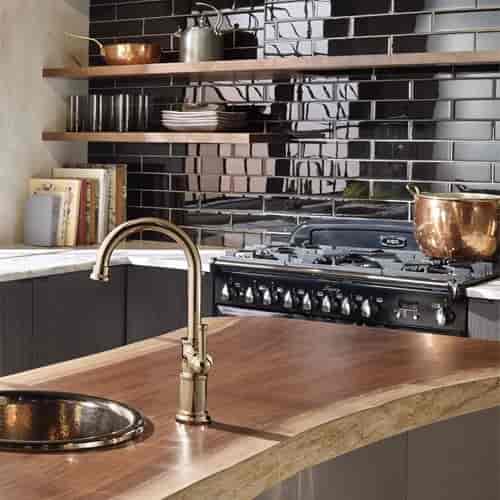 rustic design kitchen with bronze accessories
