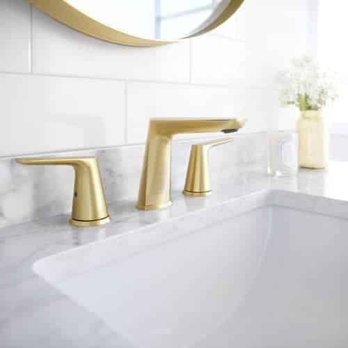 Frederick York brushed gold faucet in St Croix style